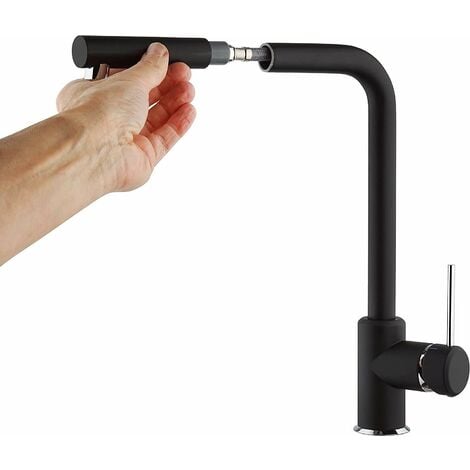 Miscelatore lavello cucina in ottone colore nero opaco con doccia estraibile Piralla Lion 0LIYO103A21  Nero opaco