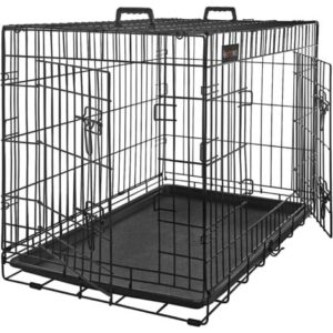 FEANDREA Gabbia Pieghevole per Cani, 2 Porte, 122 x 74,5 x 80,5 cm, Nero da SONGMICS