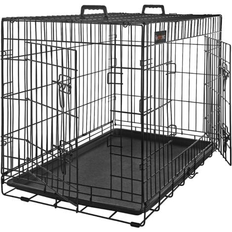 FEANDREA Gabbia Pieghevole per Cani, 2 Porte, 122 x 74,5 x 80,5 cm, Nero da SONGMICS