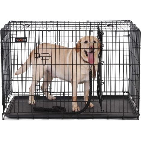 FEANDREA Gabbia Pieghevole per Cani, 2 Porte, 122 x 74,5 x 80,5 cm, Nero da SONGMICS