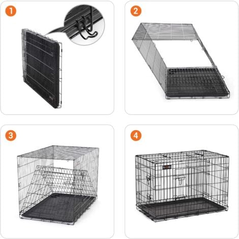 FEANDREA Gabbia Pieghevole per Cani, 2 Porte, 122 x 74,5 x 80,5 cm, Nero da SONGMICS
