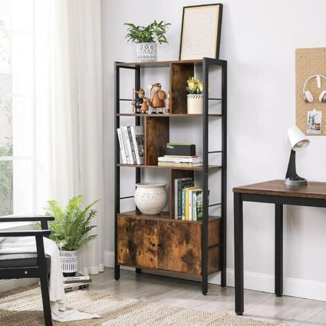 VASAGLE Libreria, Scaffale Portaoggetti in Stile Industriale, Scaffale Grande a 4 Ripiani, Mobile per Salotto Studio Ufficio Cucina, Struttura Stabile in Acciaio