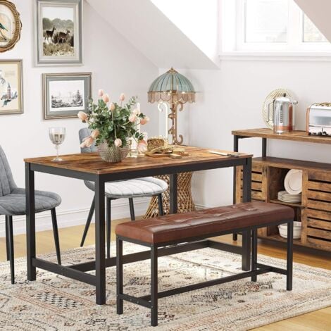 VASAGLE Tavolo da Pranzo 4 Posti, Tavolo per Cucina, 120 x 75 x 75 cm, Struttura Resistente in Metallo, Stile Industriale, per Sala da Pranzo Soggiorno, Marrone Vintage