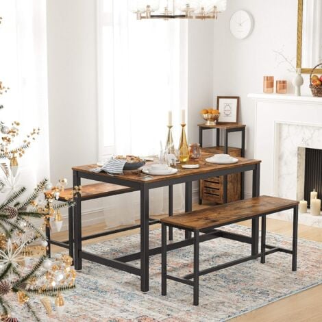 VASAGLE Tavolo da Pranzo 4 Posti, Tavolo per Cucina, 120 x 75 x 75 cm, Struttura Resistente in Metallo, Stile Industriale, per Sala da Pranzo Soggiorno, Marrone Vintage
