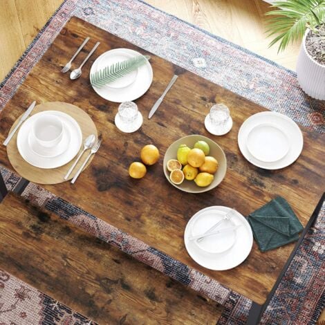 VASAGLE Tavolo da Pranzo 4 Posti, Tavolo per Cucina, 120 x 75 x 75 cm, Struttura Resistente in Metallo, Stile Industriale, per Sala da Pranzo Soggiorno, Marrone Vintage