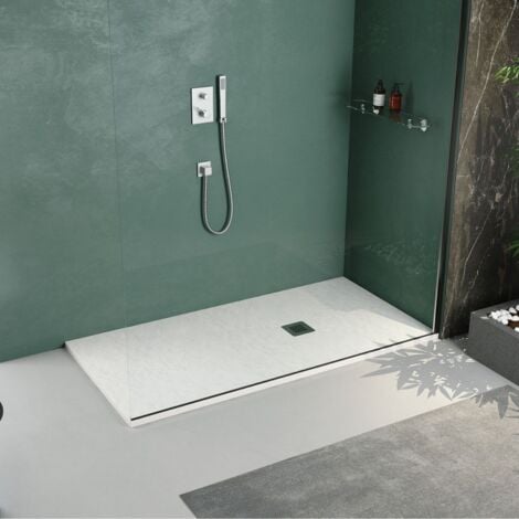 Piatto doccia rettangolare in marmoresina bianco modello stone free h2,8 cm 70x100 BARBOTTINA