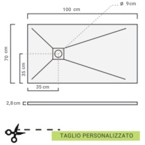 Piatto doccia rettangolare in marmoresina bianco modello stone free h2,8 cm 70x100 BARBOTTINA