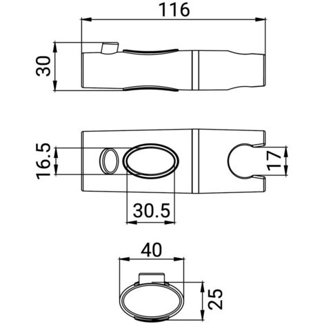 Scorrevole per saliscendi ovale in abs cromato
