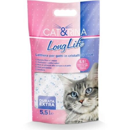 Long Life lettiera per gatti in cristalli di silice inodore 5,5 lt