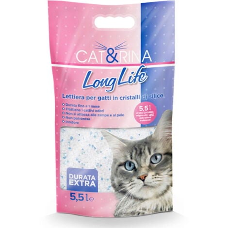 Long Life lettiera per gatti in cristalli di silice inodore 5,5 lt