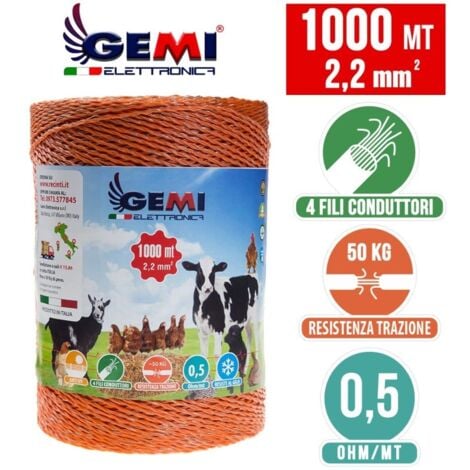 Filo Conduttore 1000 MT 2.2 Mm² Per Recinto Elettrico Recinti Elettrici Recinti Elettrificati Recinzioni Elettrificate Per Animali Cani Mucche Cavalli Maiali Galline