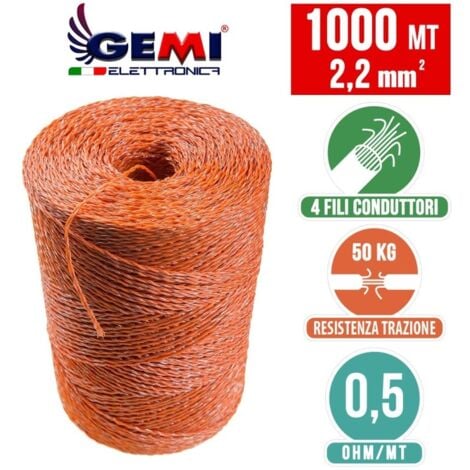 Filo Conduttore 1000 MT 2.2 Mm² Per Recinto Elettrico Recinti Elettrici Recinti Elettrificati Recinzioni Elettrificate Per Animali Cani Mucche Cavalli Maiali Galline