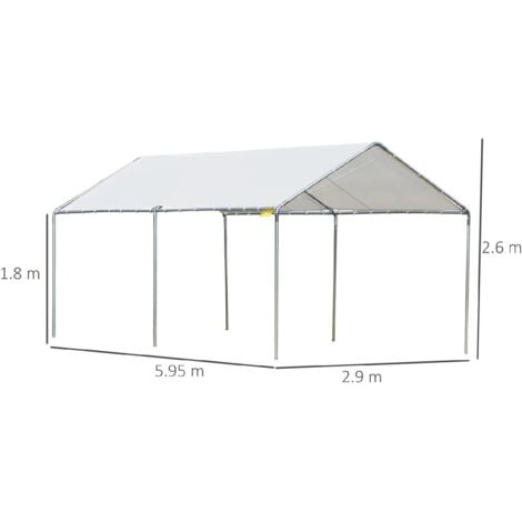 Gazebo da esterno 3x6 mt per auto box parcheggio con struttura tubolare in acciaio