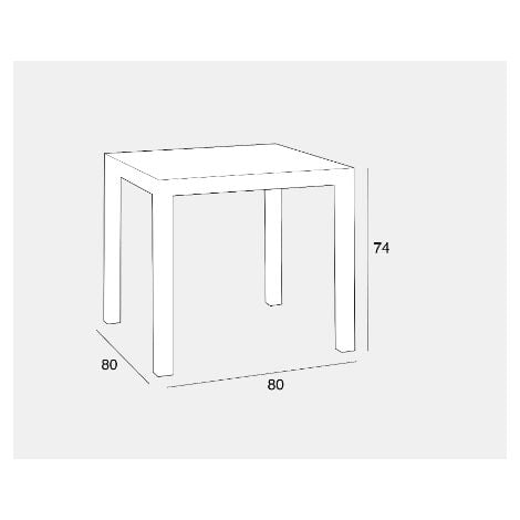 Tavolo quadrato 80x80 cm da esterno giardino in wicker stampato con gambe regolabili e foro centrale per ombrellone Nasa -  Black