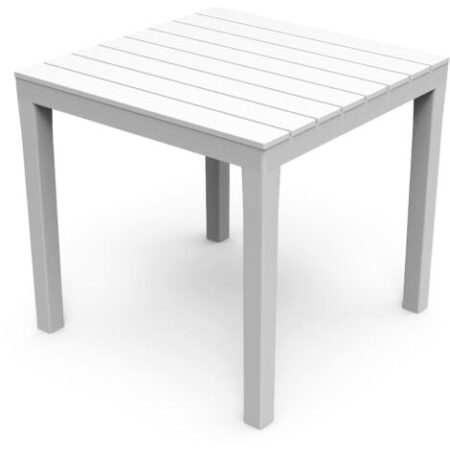 Tavolo bianco quadrato 80x80 cm in resina effetto doghe in legno Bali