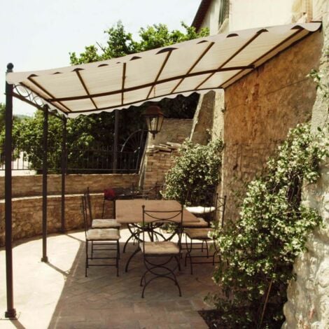 Gazebo pergola in acciaio veranda addossata fissaggio a parete 3x4 mt