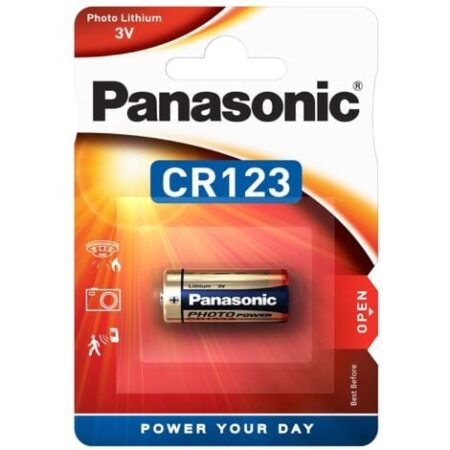Blister da 1 pila al litio 3V Panasonic - CR123, CR123A, CR17345