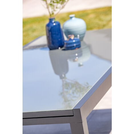 TOLEDE - Set da pranzo da giardino 12 posti alluminio actracite e piano vetro - DCB GARDEN
