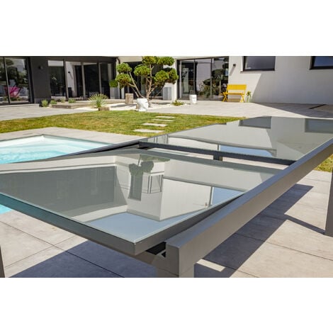 TOLEDE - Set da pranzo da giardino 12 posti alluminio actracite e piano vetro - DCB GARDEN
