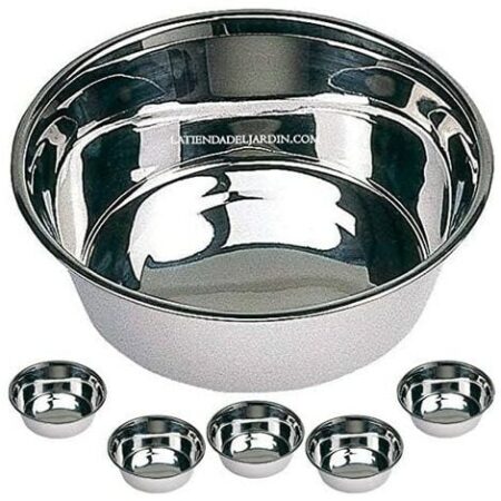 Set di 6 Mangiatoia Abbeveratoio per cani Ø29 cm.  Ciotola 4 litri. Cani e gatti in acciaio inossidabile