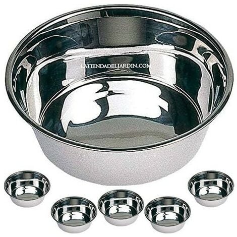 Set di 6 Mangiatoia Abbeveratoio per cani Ø29 cm.  Ciotola 4 litri. Cani e gatti in acciaio inossidabile