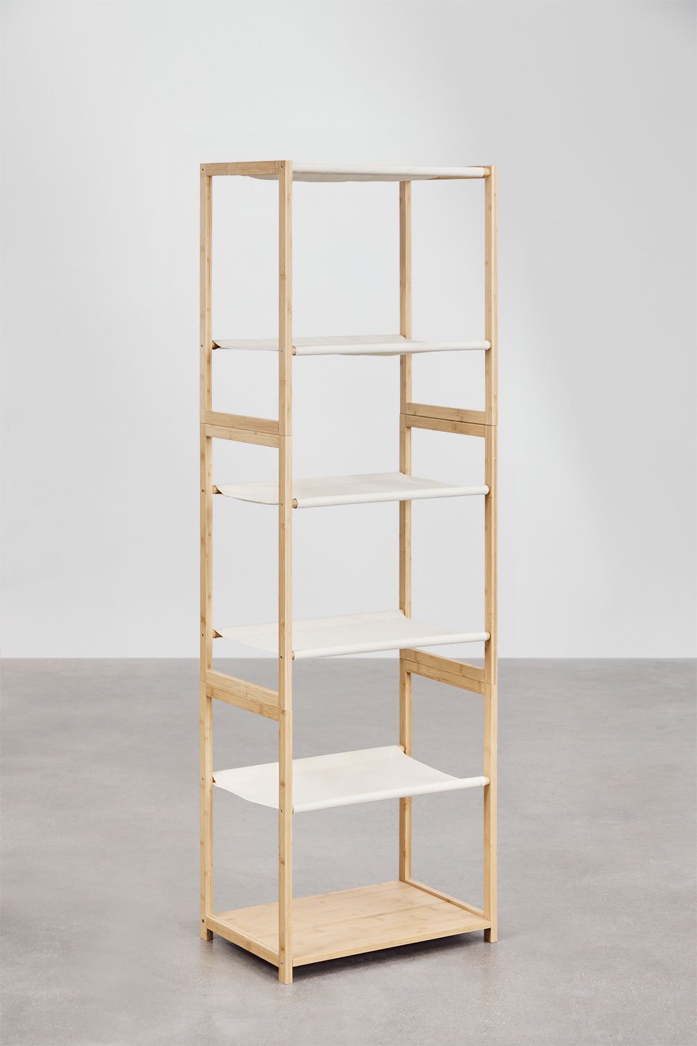 Armadio modulare aperto Deneb Bamboo a 2 pezzi con ripiani, scaffale e appendiabiti