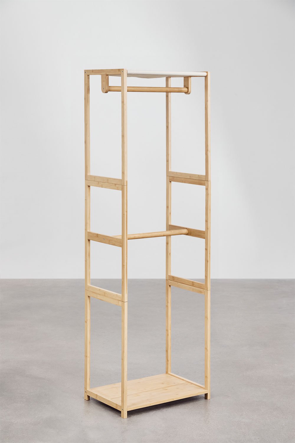 Armadio modulare aperto Deneb Bamboo da 4 pezzi con ripiani e appendiabiti