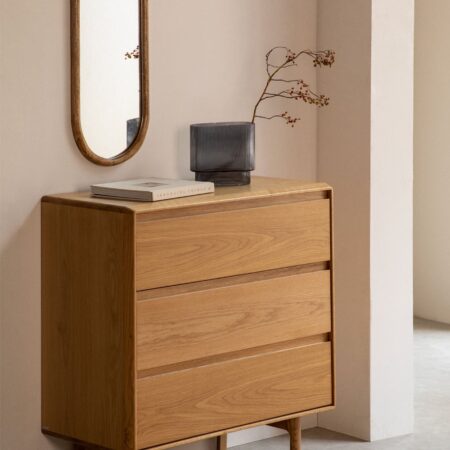 Cassettiera a 3 cassetti in legno di rovere Treveris