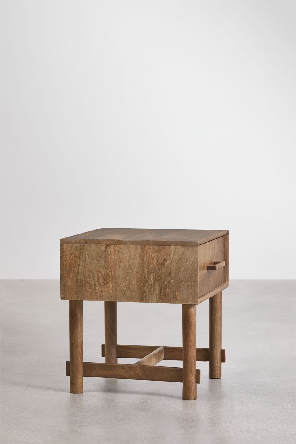 Confezione da 2 comodini 45x45 cm in legno di mango Aloma