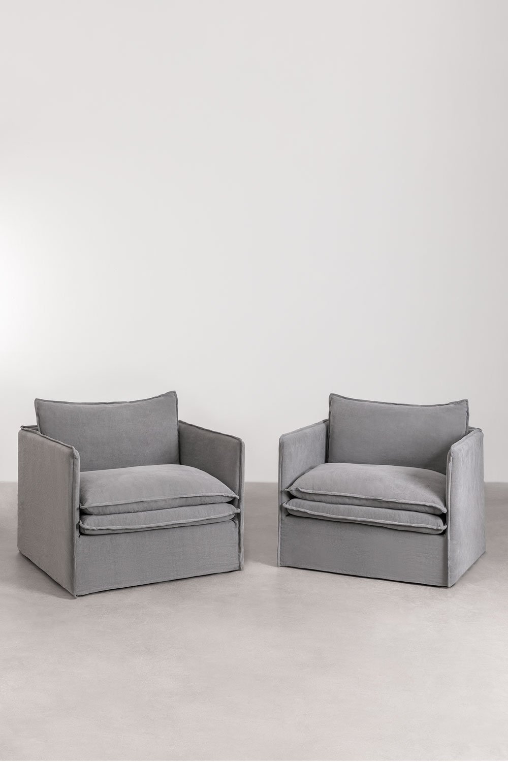 Confezione da 2 poltrone Grace in lino e cotone