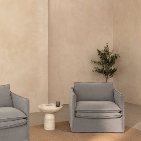 Confezione da 2 poltrone Grace in lino e cotone