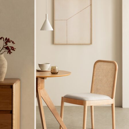 Confezione da 2 sedie da pranzo in legno di caucciù e rattan Yaiza