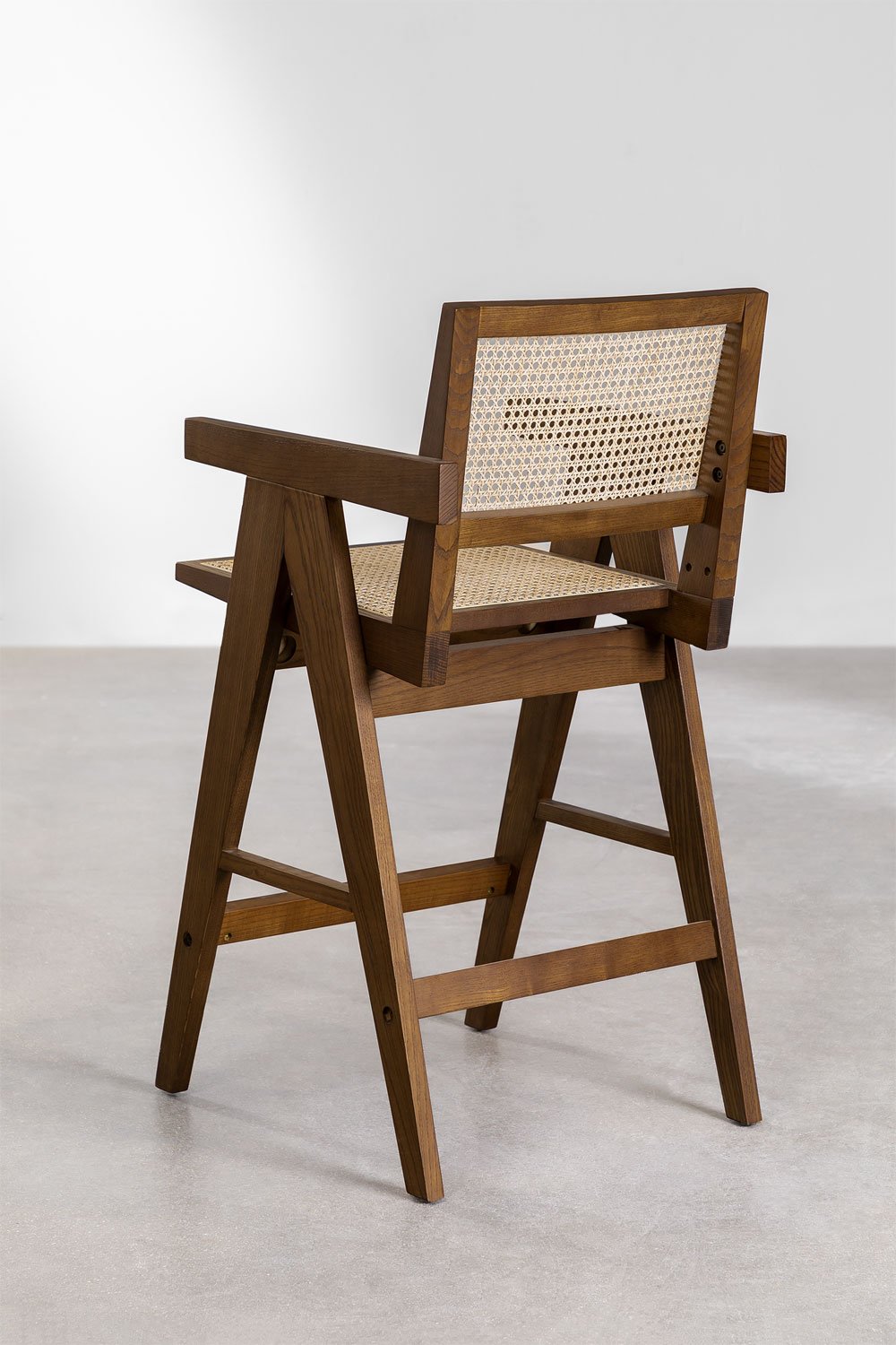 Confezione da 2 sgabelli alti in legno di frassino e rattan (65,5 cm) Lali