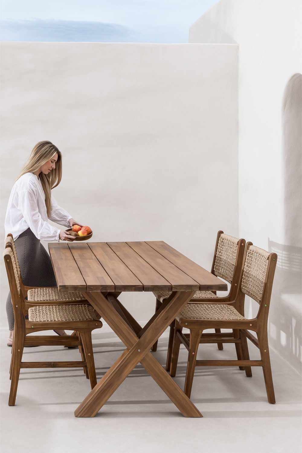 Confezione da 4 sedie da giardino in legno di teak Malmö