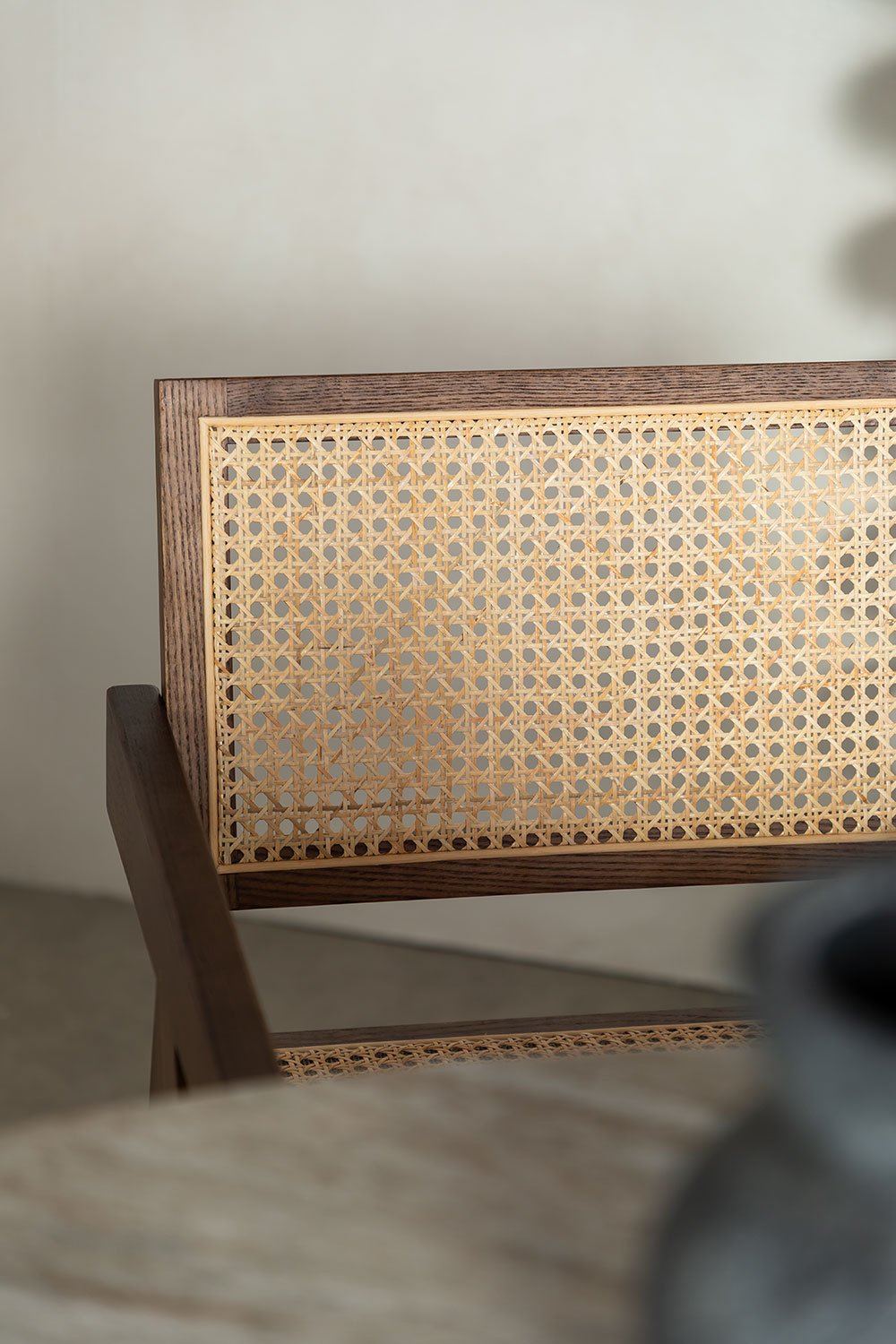 Confezione da 4 Sedie da Pranzo con Braccioli in Legno di Frassino e Rattan Lali
