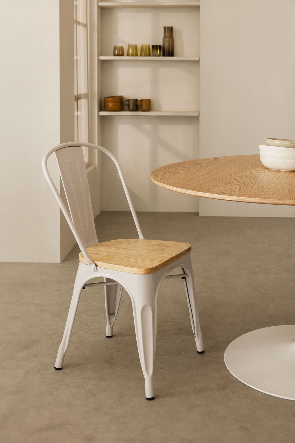 Confezione da 4 sedie da pranzo impilabili Lix Madera