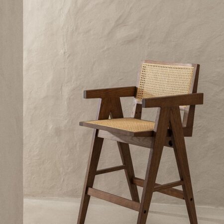Confezione da 4 sgabelli alti in legno di frassino e rattan (65,5 cm) Lali