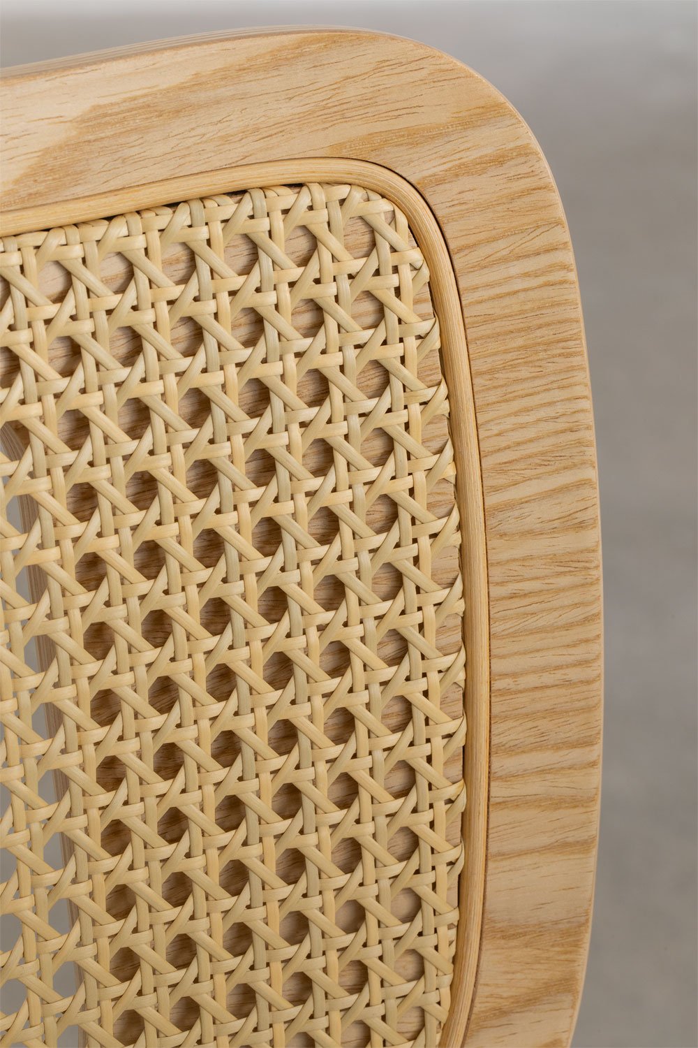 Confezione da 4 sgabelli alti in legno, rattan e similpelle Raysa