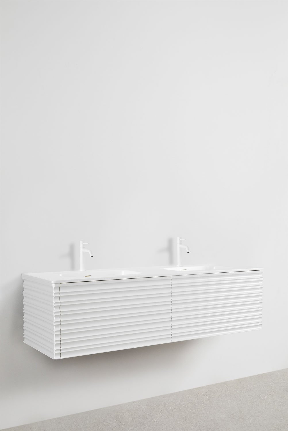 Set mobili da bagno in legno Noura con lavabi integrati
