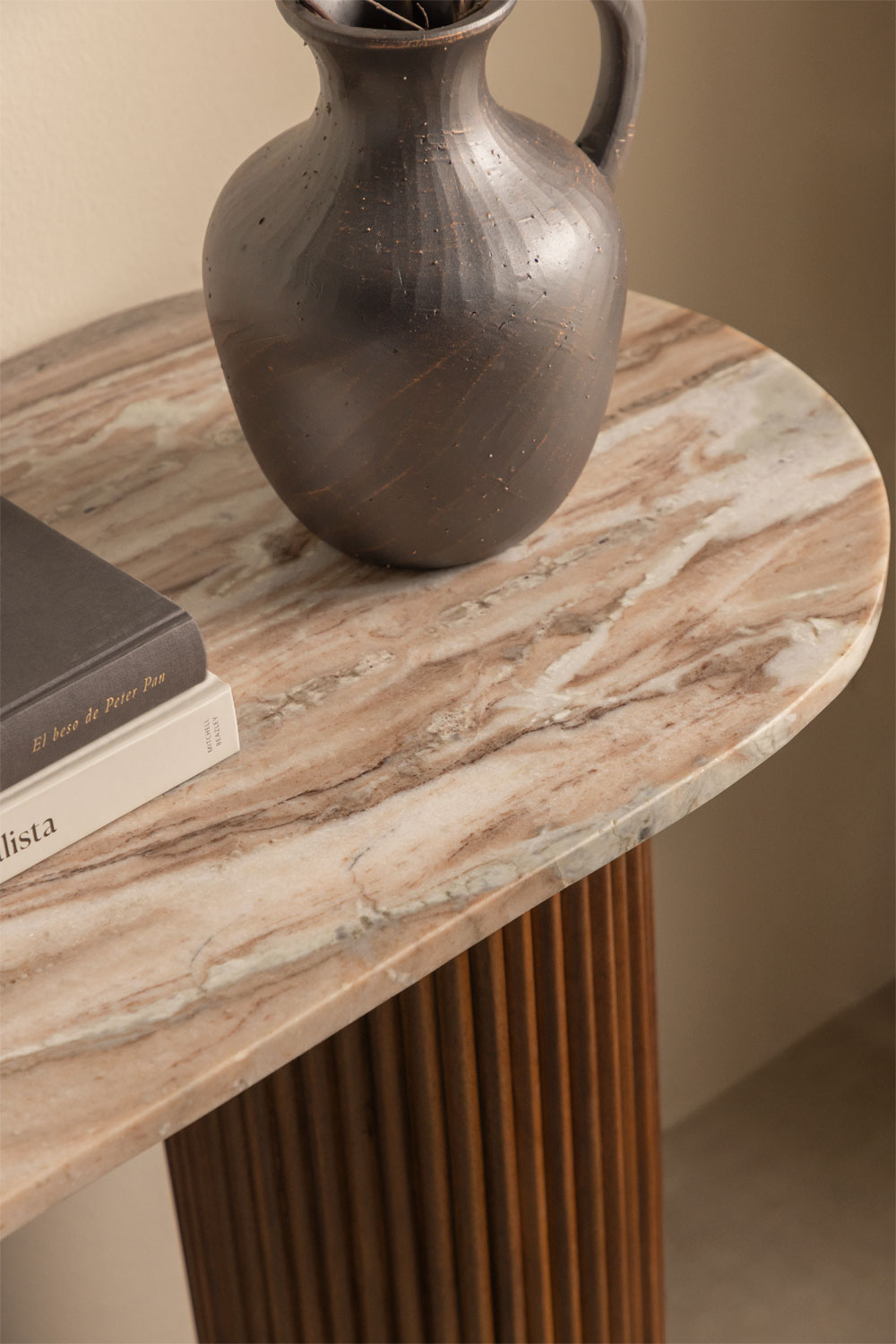 Consolle 110x45 cm in marmo e legno di mango Giselda