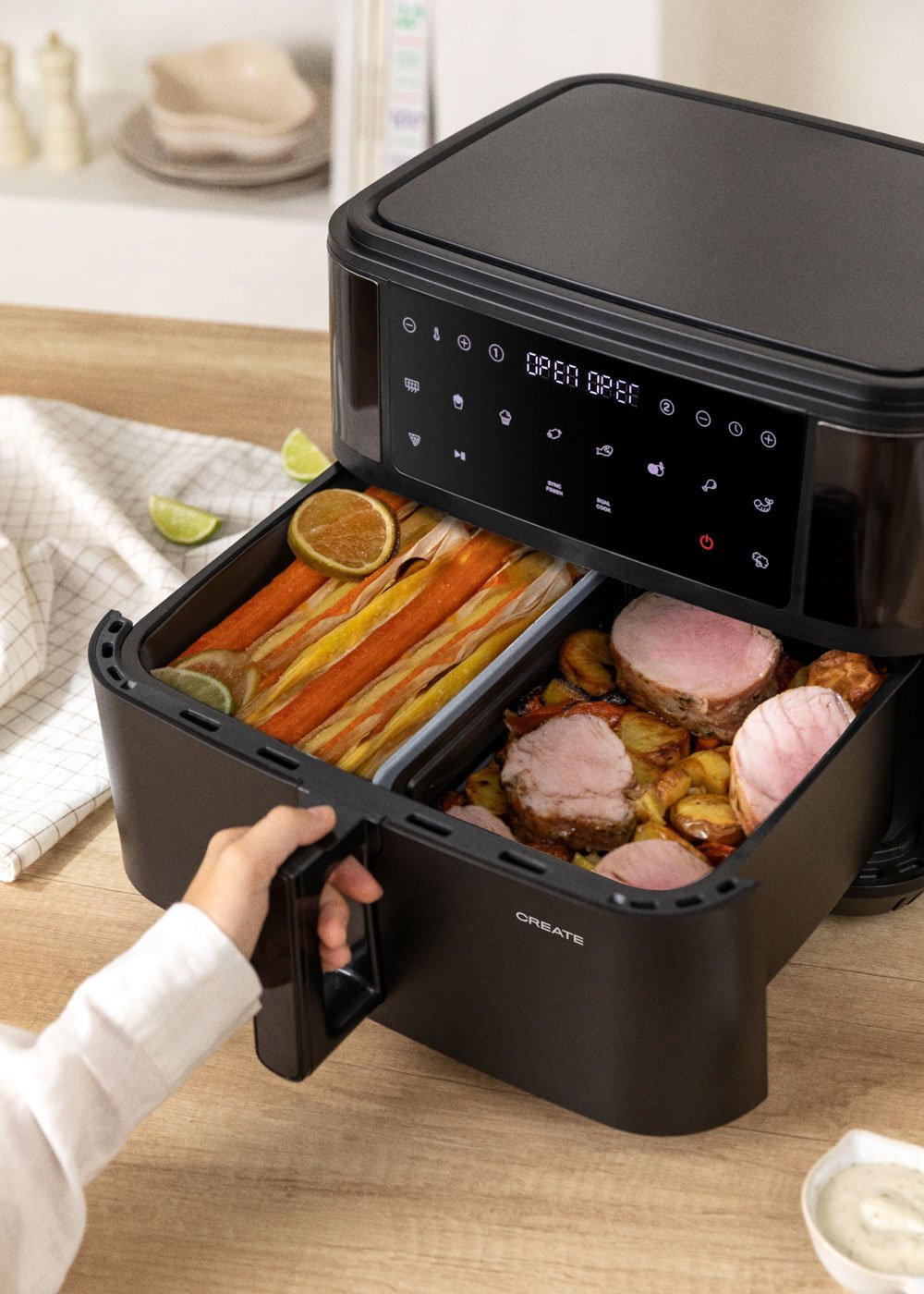 CREATE - AIR FRYER DUAL - Friggitrice senza olio da 10 L con separatore
