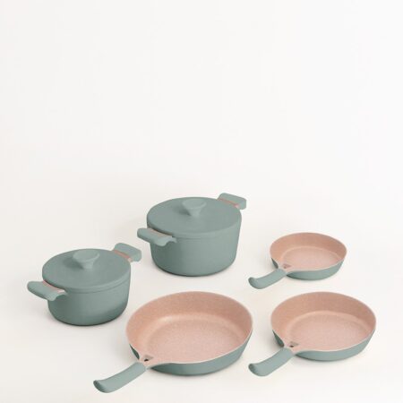 CREATE - Batteria da cucina 2 pentole POT STUDIO e 3 padelle PAN STUDIO in alluminio fuso e manici in bachelite