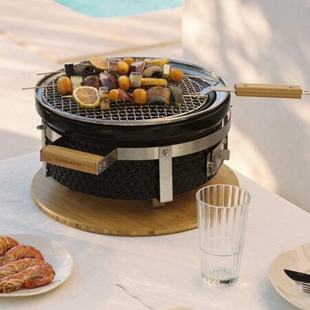 CREATE - BBQ KAMADO HIBACHI - Barbecue rotondo con griglia e piastra