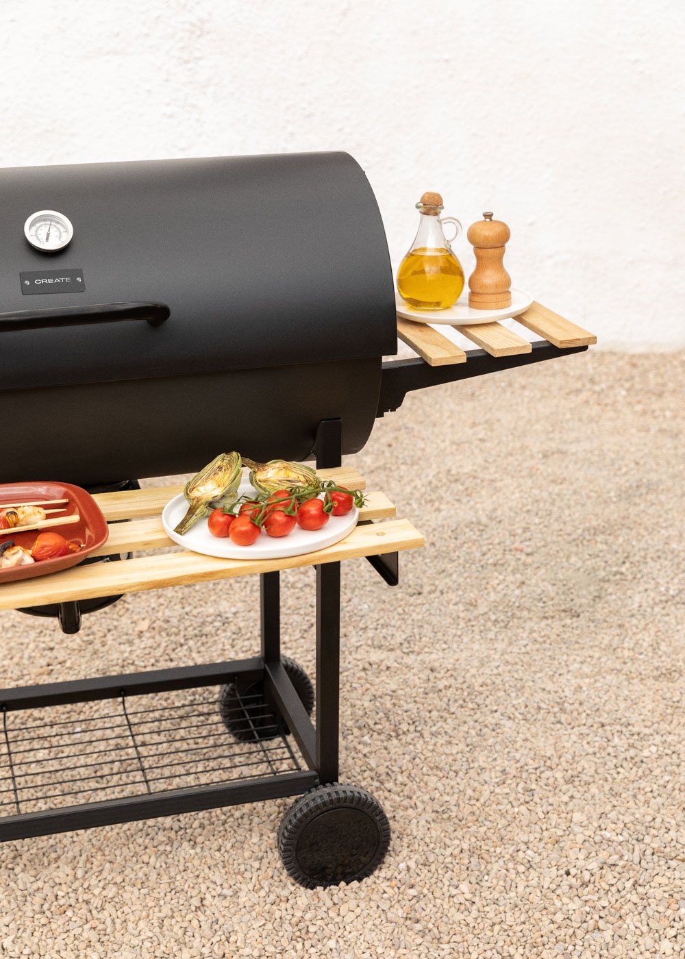 CREATE - BBQ SMOKEY - Barbecue affumicatore a carbone con ruote