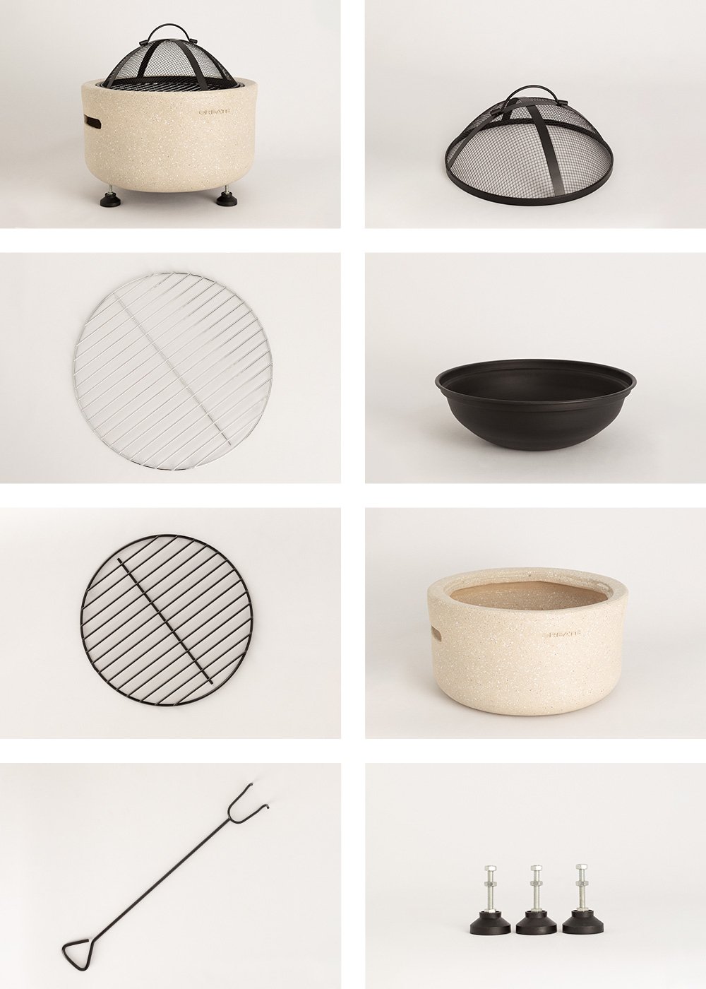 CREATE - FIRE BOWL GRILL - Braciere da esterno con grill
