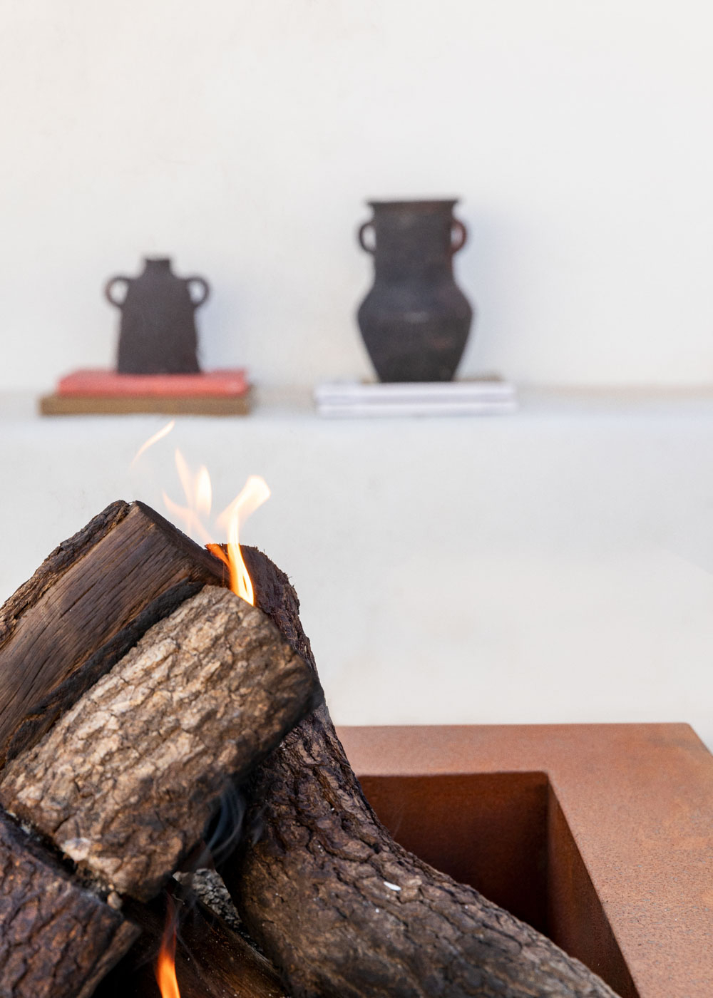 CREATE - FIRE PIT CUBE - Braciere quadrato da esterno in acciaio corten