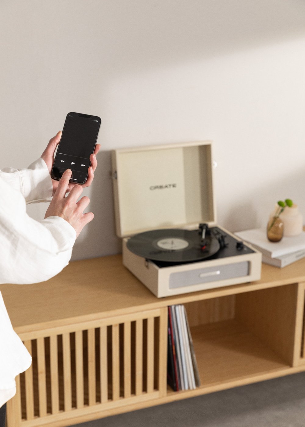 CREATE - RECORD PLAYER COMPACT - Giradischi retrò con Bluetooth, USB, SD, MicroSD e MP3