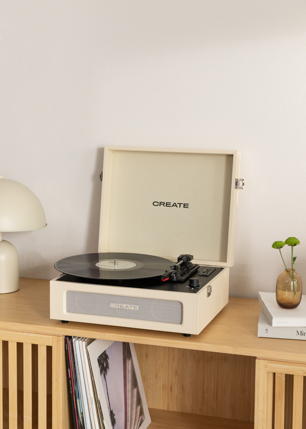 CREATE - RECORD PLAYER COMPACT - Giradischi retrò con Bluetooth, USB, SD, MicroSD e MP3