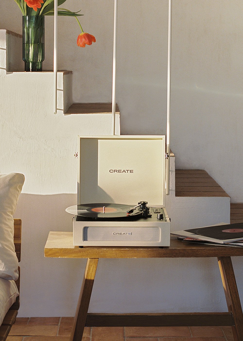 CREATE - RECORD PLAYER COMPACT - Giradischi retrò con Bluetooth, USB, SD, MicroSD e MP3