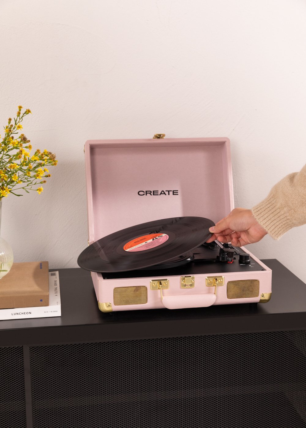 CREATE - RECORD PLAYER POP - Giradischi portatile a valigetta con Bluetooth USB, SD, MicroSD e MP3